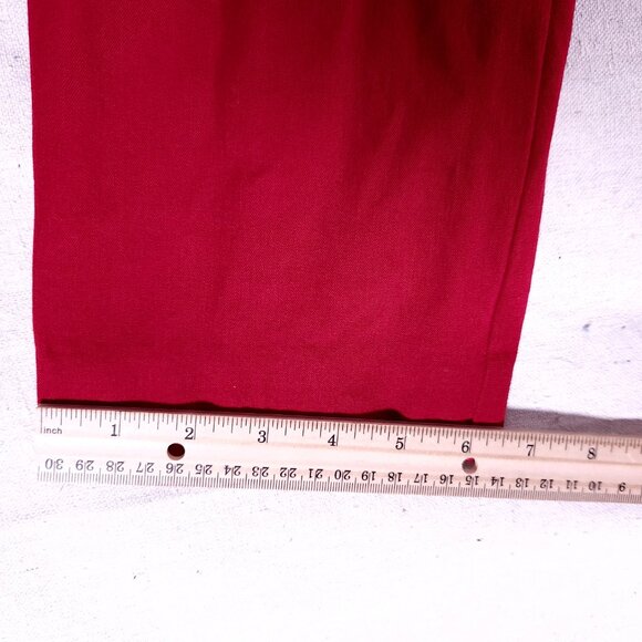 Anthropologie The Essential Slim Pants Womens 12 Red Double Button Stretch Crop - Picture 8 of 16